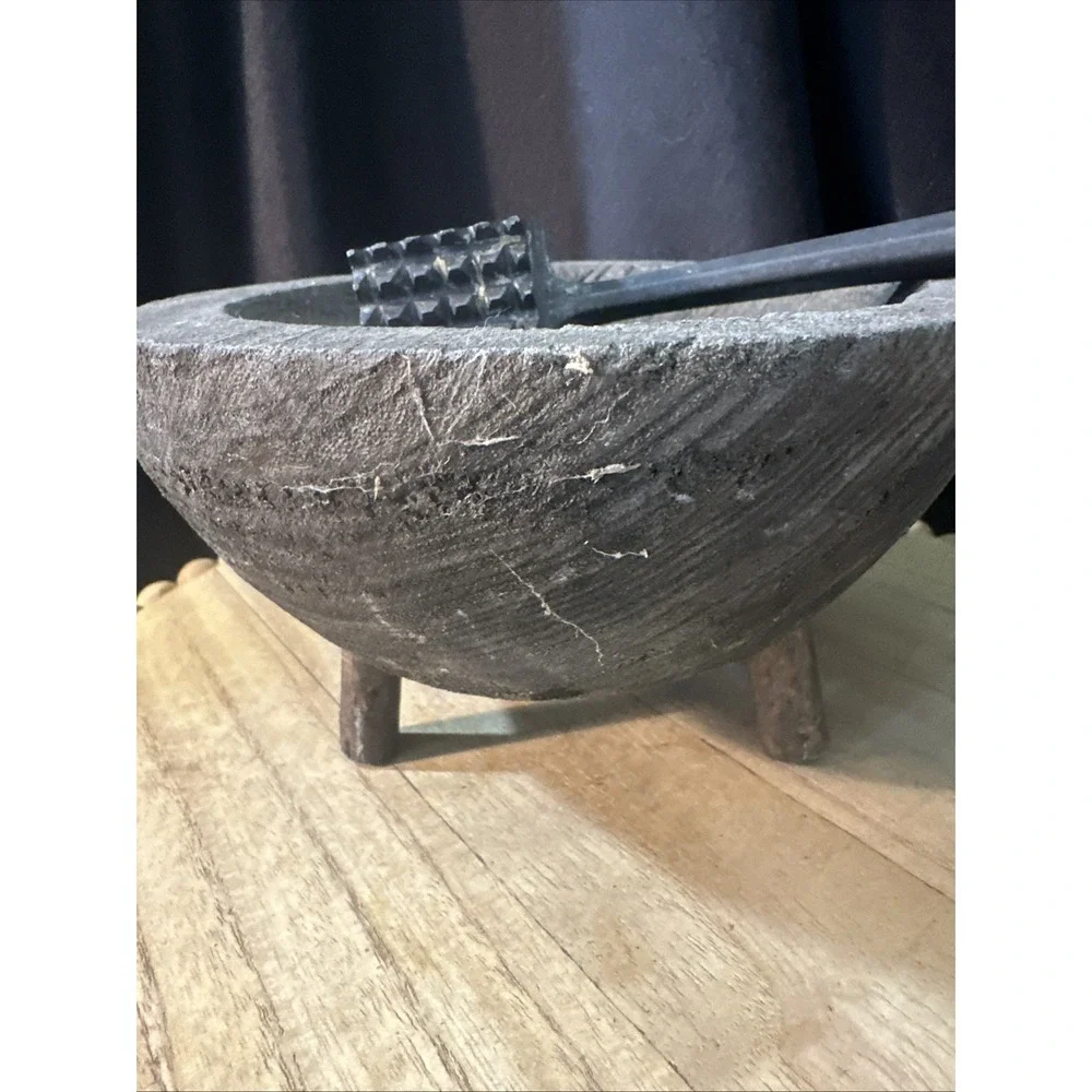 Vintage Rustic wooden Mortar And Pestle Medicine Bowl